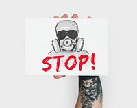 Stop Anti Against Abandon Gas Mask Word Graphic