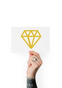 Diamond gem icon graphic with people studio shoot