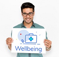 Healthcare Wellness Wellbeing First Aid Box Word Graphic