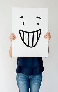 Illustration of smiley face on banner