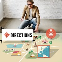 Direction Journey Location Magnetic Navigation Concept
