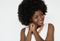 Portrait of a girl with big afro hair
