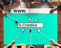 People Pointing Creative Word on Website