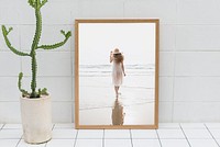 Woman  beach photo frame, home decoration