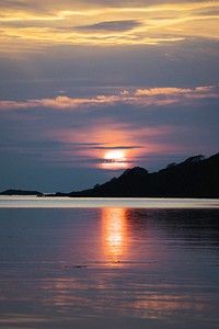 Beautiful scene of a sunset at the coast in Scotland