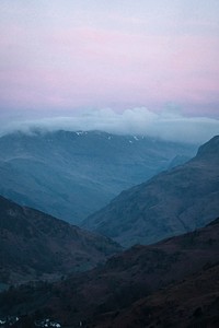 Pastel sky at Loughrigg Fell, the Lake District in England