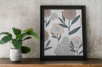Black floral frame design
