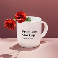 Red peonies in a coffee mug mockup
