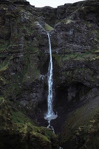 View of a waterfall in the South Coast of Iceland