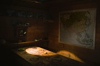 Framed map in a room in Refuge de Charpoua