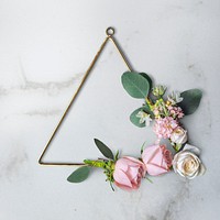 Blank floral triangle frame mockup