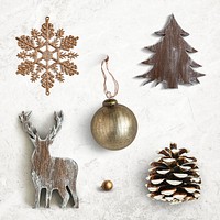 Festive golden Christmas ornament collection