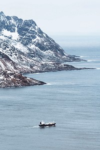 Ship sailing in Senja, Norway 