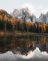 Dolomites lake in autumn