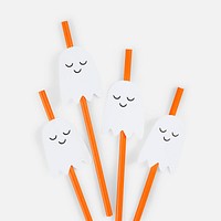 Orange Halloween ghost straws set mockup design resources