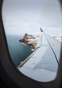View from a flight over the Atlantic Ocean to the Faroe Islands