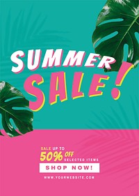 50% off summer sale promotion vector 