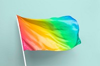 Waving Pride flag mockup, editable design psd