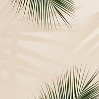 Fresh palm leaves on beige background