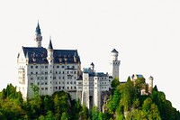 Famous landmark collage element, Neuschwanstein Castle, psd