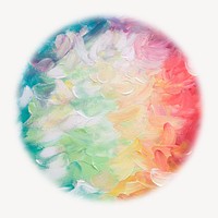 Colorful abstract painting blur edge circle badge, art photo 