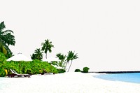 Beach collage element, beautiful scenery psd