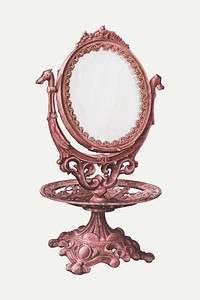 Vintage pink mirror vector illustration, remixed from the artwork by Samuel O. Klein