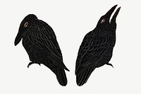 Vintage crow art print vector, remix from artworks by Theo van Hoytema