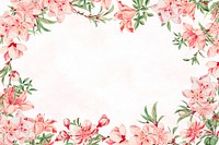 Vintage Japanese floral frame peach blossom art print, remix from artworks by Megata Morikaga