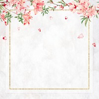 Vintage Japanese frame peach blossom art print, remix from artworks by Megata Morikaga