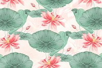 Lotus pattern botanical background, remix from artworks by Megata Morikaga