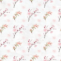 Plum blossom seamless pattern background, remix from artworks by Megata Morikaga
