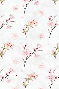 Japanese plum blossom pattern psd background, remix from artworks by Megata Morikaga