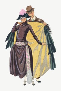 19th century fashion vector, remix from artworks by George Barbier