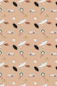 Vintage headwear pattern background vector 1920s women's fashion, remix from artworks by George Barbier