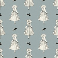 1920&#39;s fashion fashion pattern feminine background, remix from artworks by George Barbier