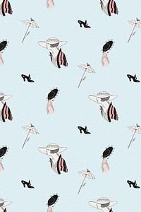 Vintage Parisian fashion pattern psd feminine background, remix from artworks by George Barbier