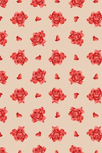 Chinese rose floral pattern psd background, remix from artworks by Zhang Ruoai