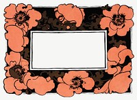 Orange poppy flower frame vector art nouveau style, remix from artworks by Ethel Reed