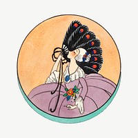Victorian lady illustration vector, remixed from Noritake factory compact cover design