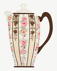 Vintage flowers and leaves jug vector, remixed from Noritake factory china porcelain tableware design