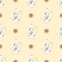 eapot seamless pattern background vector, remixed from Noritake factory tableware design