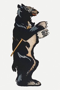 Standing bear psd art print, remixed from artworks by Edward Penfield