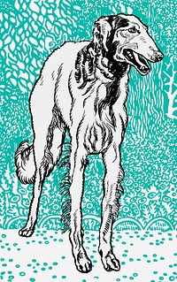 Vintage Greyhound illustration vector, remixed from artworks by Moriz Jung