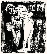 Standing Nude in a Room (1921) print in high resolution by Ernst Ludwig Kirchner. Original from The National Gallery of Art. Digitally enhanced by rawpixel.