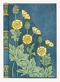 Art nouveau buttercup flower pattern book cover design resource
