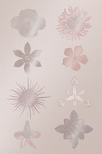 Shiny vintage flower set design element