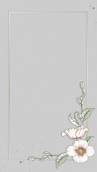 Vintage white poppy flower frame design element