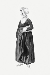 Monotone Victorian woman illustration