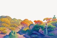 Colorful forest border, Henri-Edmond Cross's painting psd, digitally enhanced by rawpixel.